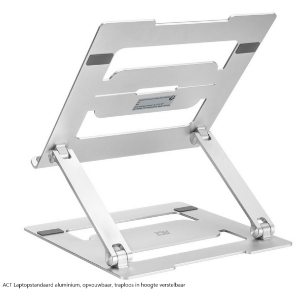 ACT Laptopstandaard aluminium, opvouwbaar, traploos in hoogte verstelbaar