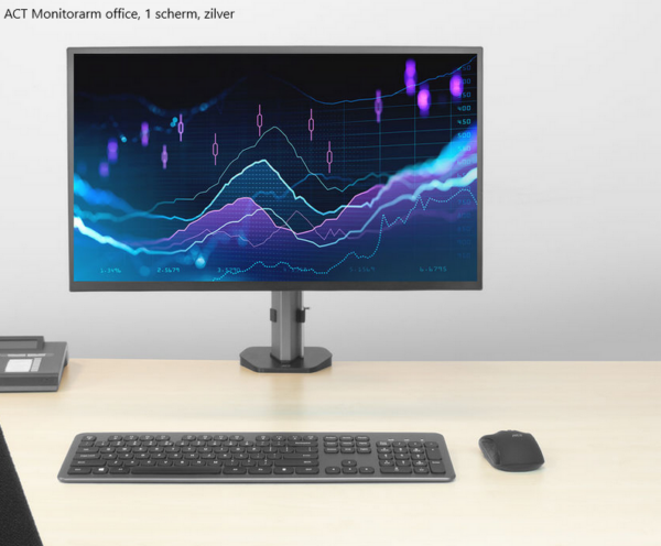 ACT Monitorarm office, 1 scherm, zilver