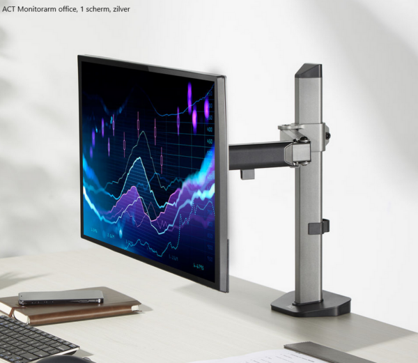 ACT Monitorarm office, 1 scherm, zilver