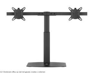 ACT Monitorarm office, op voet met gasveer, crossbar, 2 schermen