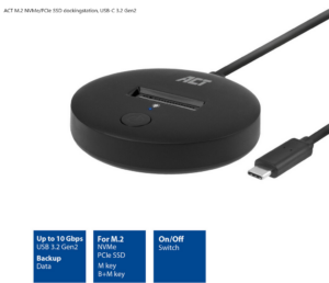 ACT M.2 NVMe/PCIe SSD dockingstation, USB-C 3.2 Gen2