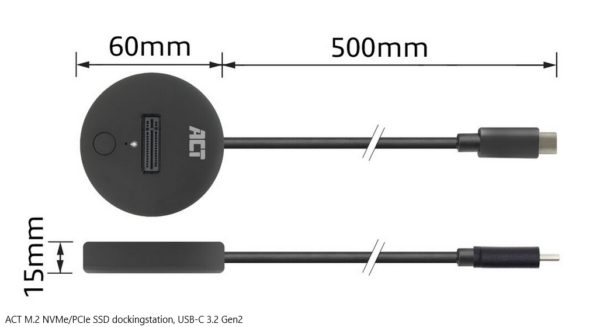 ACT M.2 NVMe/PCIe SSD dockingstation, USB-C 3.2 Gen2