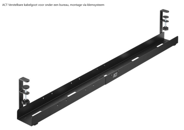 ACT Verstelbare kabelgoot voor onder een bureau, montage via klemsysteem