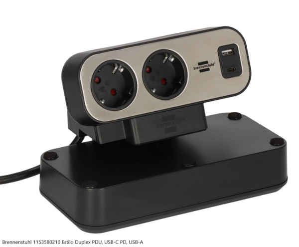 Brennenstuhl 1153580210 Estilo Duplex PDU, USB-C PD, USB-A
