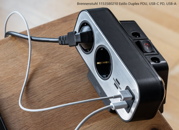Brennenstuhl 1153580210 Estilo Duplex PDU, USB-C PD, USB-A