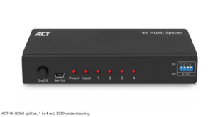 ACT 4K HDMI splitter, 1 in 4 out, EDID ondersteuning
