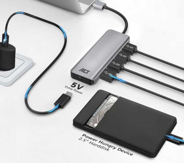 ACT USB-A hub 3.0, 4 poorts USB-A