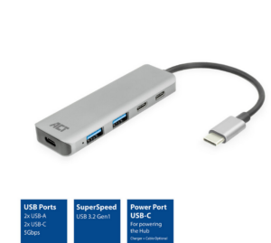 ACT USB-C hub 3.0, 2x USB-A, 2x USB-C