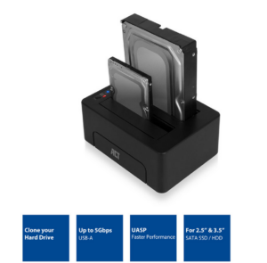 ACT 2.5 en 3.5" SATA Dual harde schijf docking station