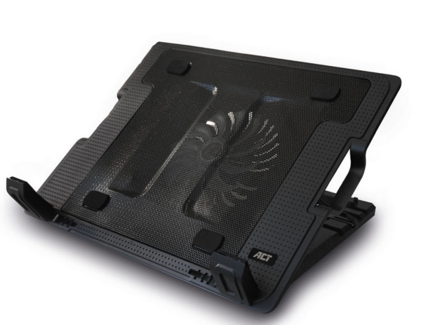 ACT Laptopstandaard, met ventilator, hoogte verstelbaar in 5 standen, 2-poorts hub