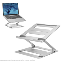 ACT Laptopstandaard aluminium, opvouwbaar, traploos in hoogte verstelbaar