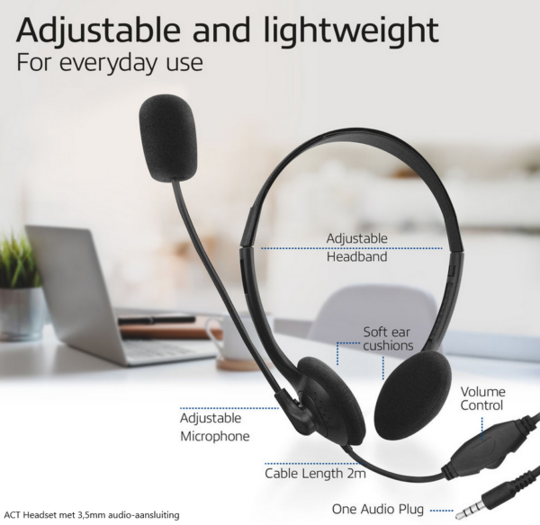 ACT Headset met 3,5mm audio-aansluiting