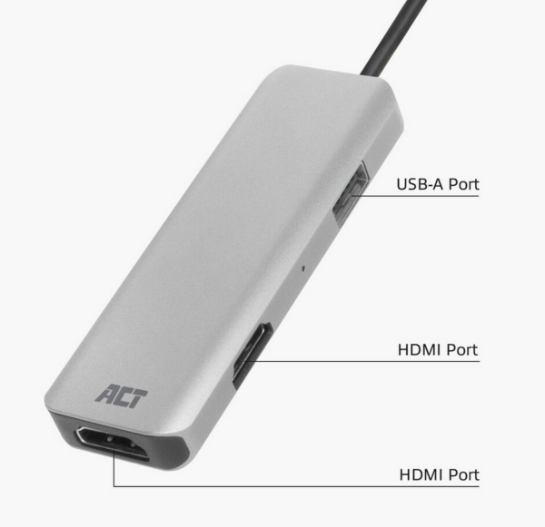 ACT USB-C 4K multiport adapter voor 2 HDMI schermen