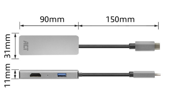 ACT USB-C 4K multiport adapter voor 2 HDMI schermen