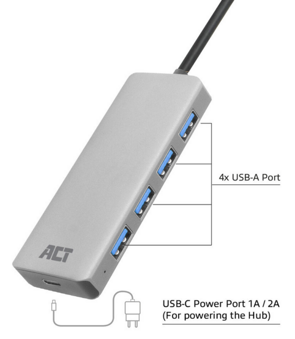 ACT USB-A hub 3.0, 4 poorts USB-A