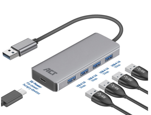 ACT USB-A hub 3.0, 4 poorts USB-A