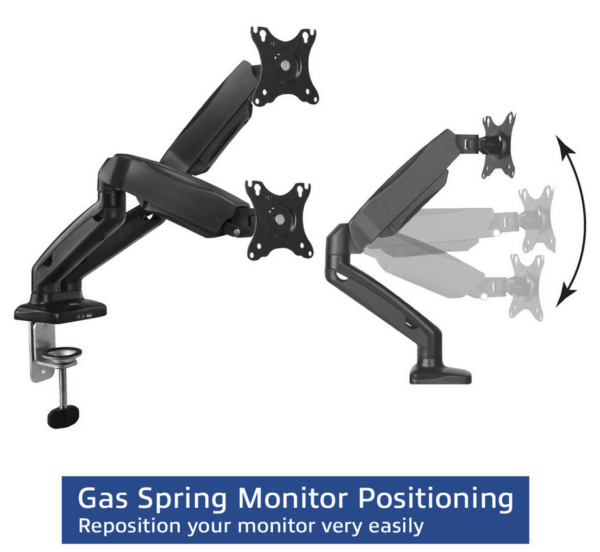 ACT Monitorarm office met gasveer, 2 schermen