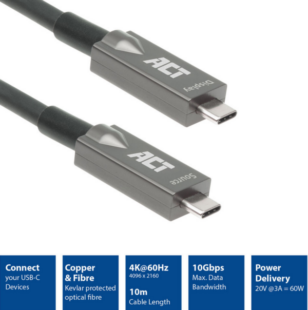 ACT USB-C 3.2 Gen2 Active Optical Cable (AOC) aansluitkabel