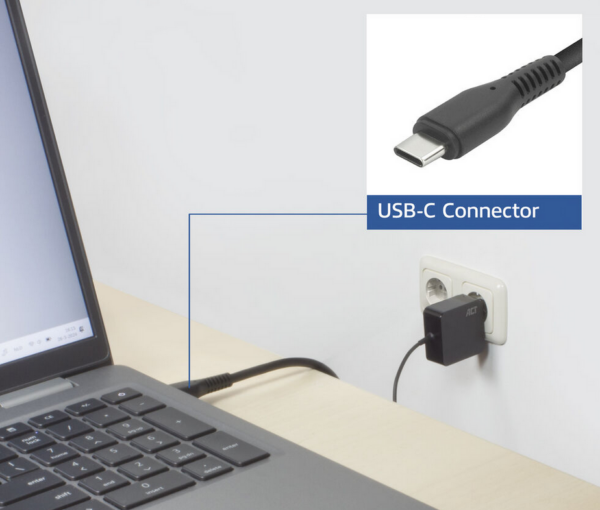 ACT USB-C laptoplader 65W met Power Delivery-profielen, 2 meter