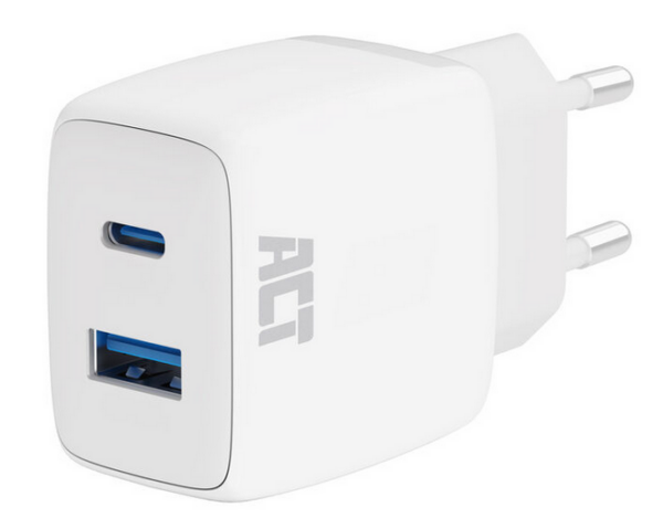 ACT USB-C & USB-A lader 20W met Power Delivery PPS, Quick Charge, GaNFast