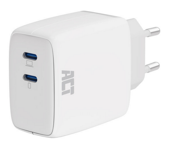 ACT USB-C Lader 65W 2-poorts met Power Delivery PPS en GaNFast