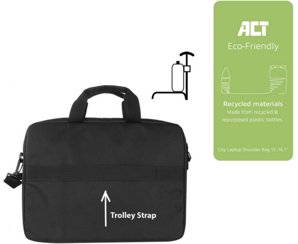 ACT City schoudertas voor laptops tot 16,1”, gemaakt van gerecyclede plastic flessen